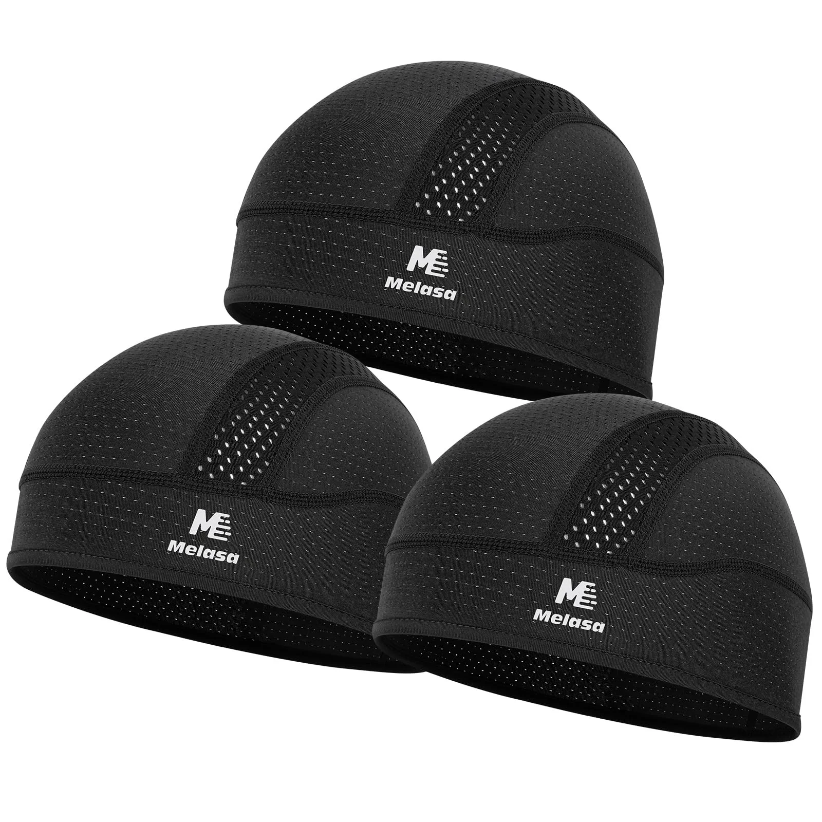 MELASA Sweat-Wicking Mesh Skull Cap, 3-Pack