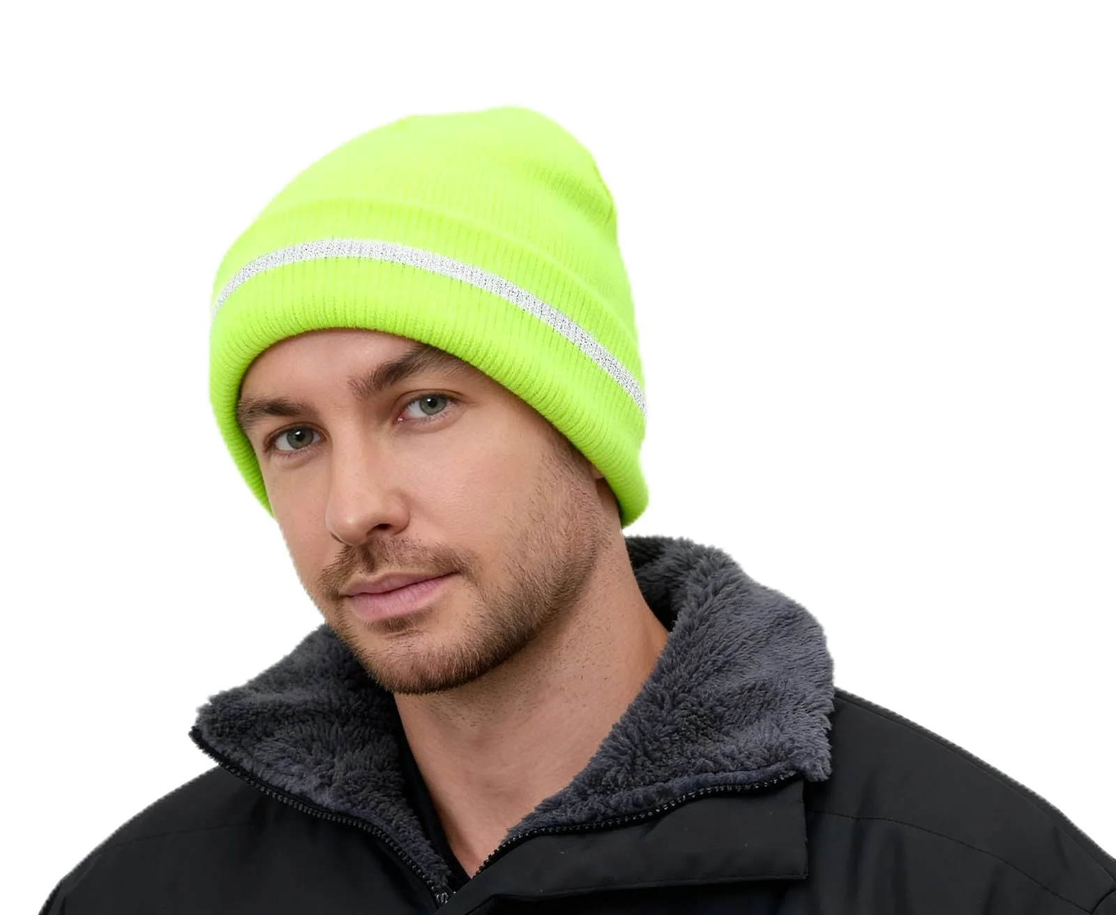 MELASA Fleece-Lined Reflective Beanie