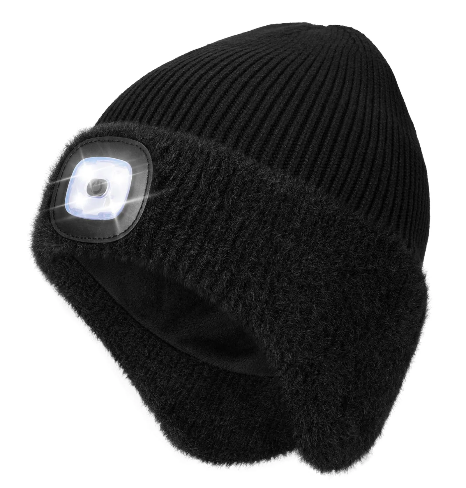 MELASA Fleece-Lined LED Beanie with Ear Flaps